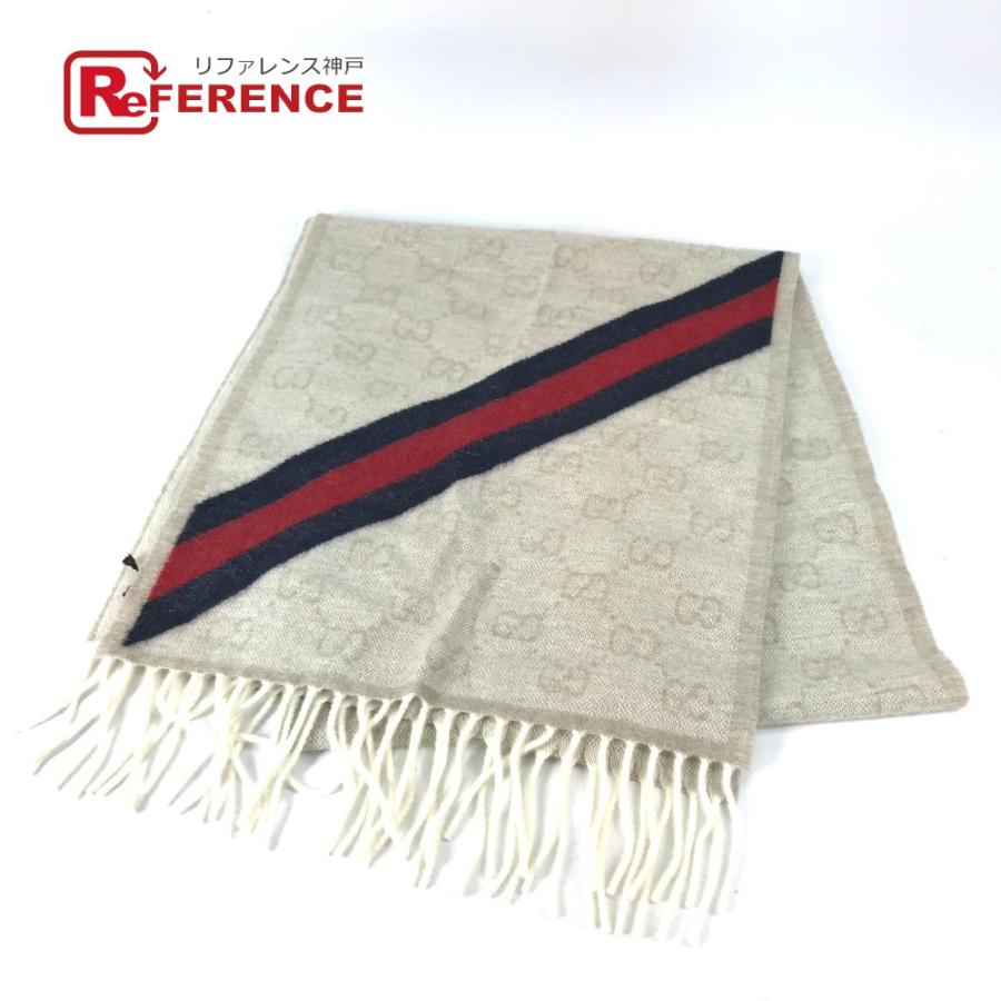 未使用 GUCCI グッチ 570603 GG シェリーライン フリンジ マフラー ベージュ メンズ【中古】 | GUCCI