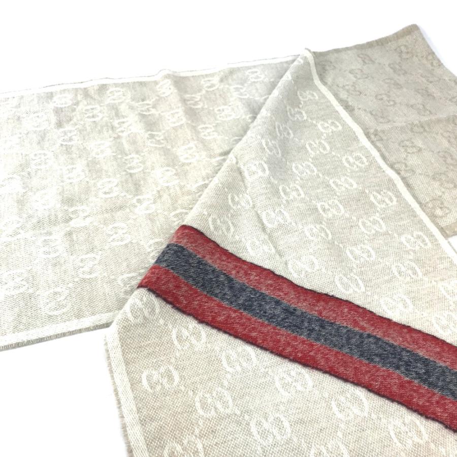 未使用 GUCCI グッチ 570603 GG シェリーライン フリンジ マフラー ベージュ メンズ【中古】 | GUCCI | 03