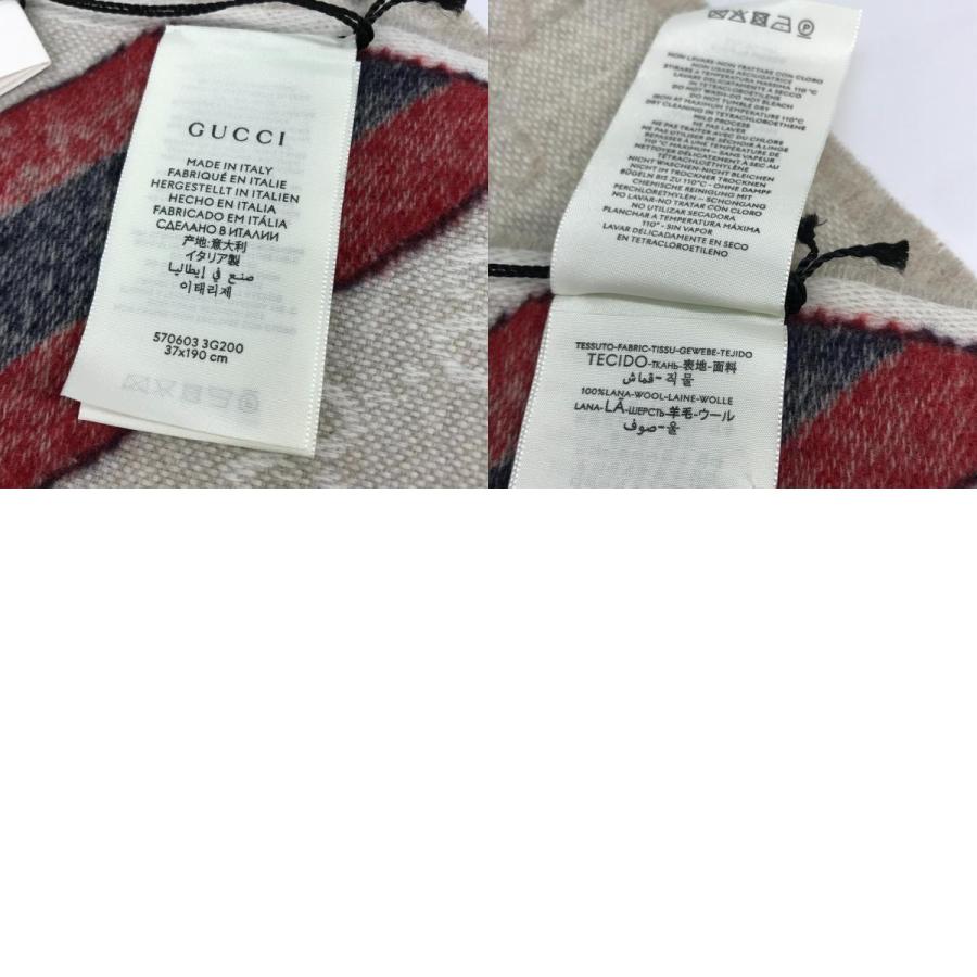 未使用 GUCCI グッチ 570603 GG シェリーライン フリンジ マフラー ベージュ メンズ【中古】 | GUCCI | 09