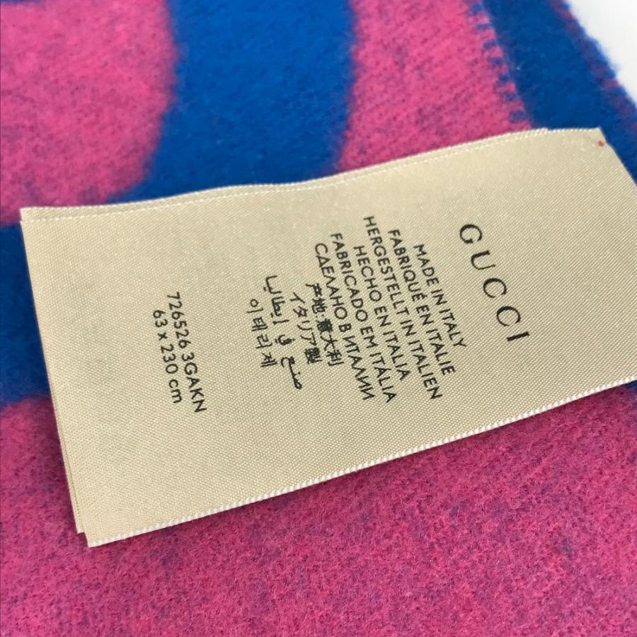 未使用 GUCCI グッチ 726526 GGジャガード フリンジ バイカラー マフラー ピンク レディース【中古】 | GUCCI | 06