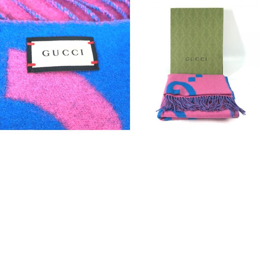 未使用 GUCCI グッチ 726526 GGジャガード フリンジ バイカラー マフラー ピンク レディース【中古】 | GUCCI | 09