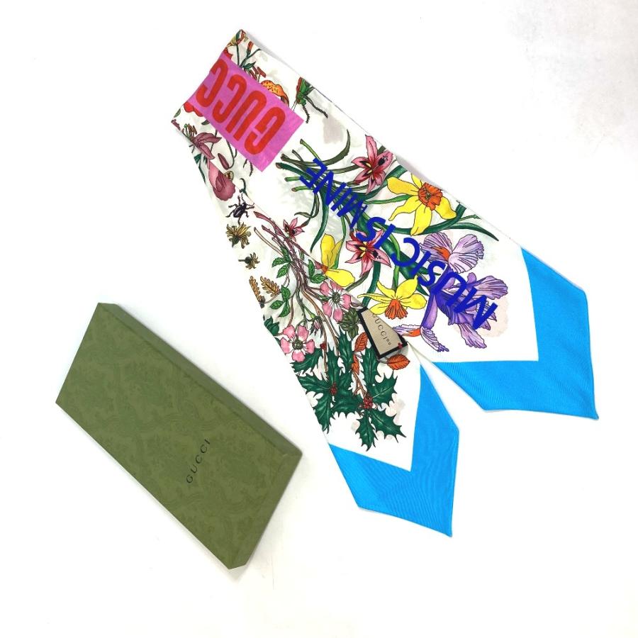美品　GUCCI グッチ　バンドースカーフ　花柄フローラ　シルク　ネックボウ 楽天市場】【本物保証】 【京都屋質店】【GUCCI グッチ】シルク