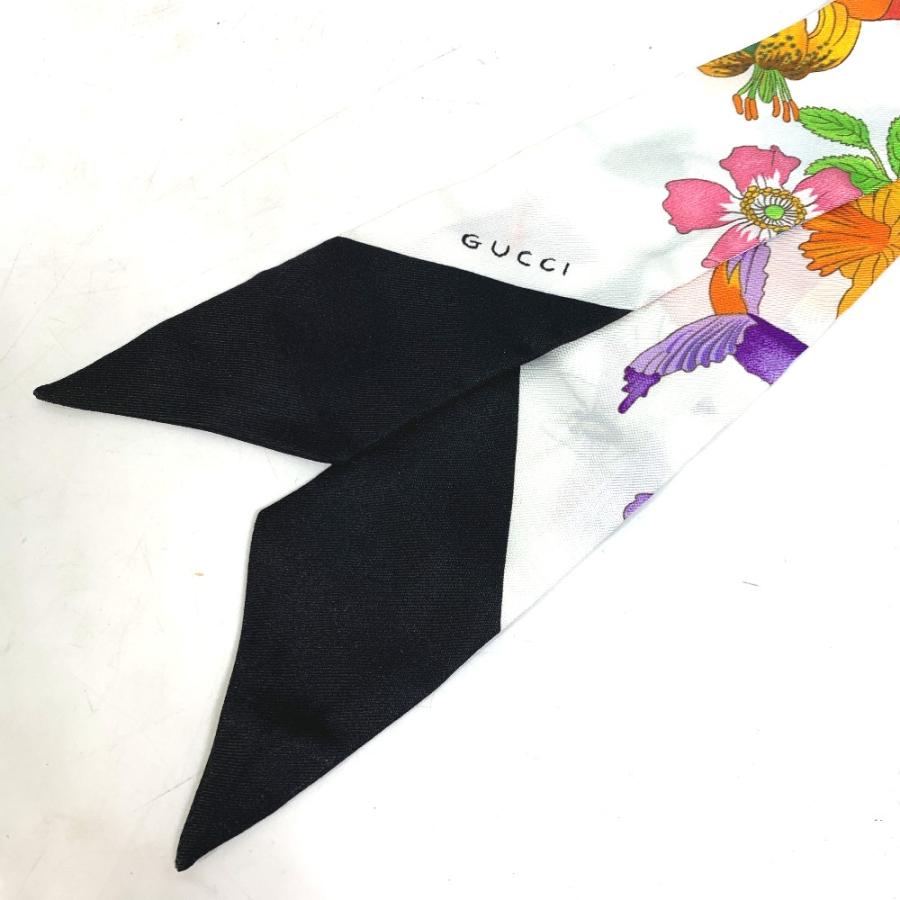 美品　GUCCI グッチ　バンドースカーフ　花柄フローラ　シルク　ネックボウ GUCCI グッチ 406206 フローラ 花柄 フラワー ネックボウ