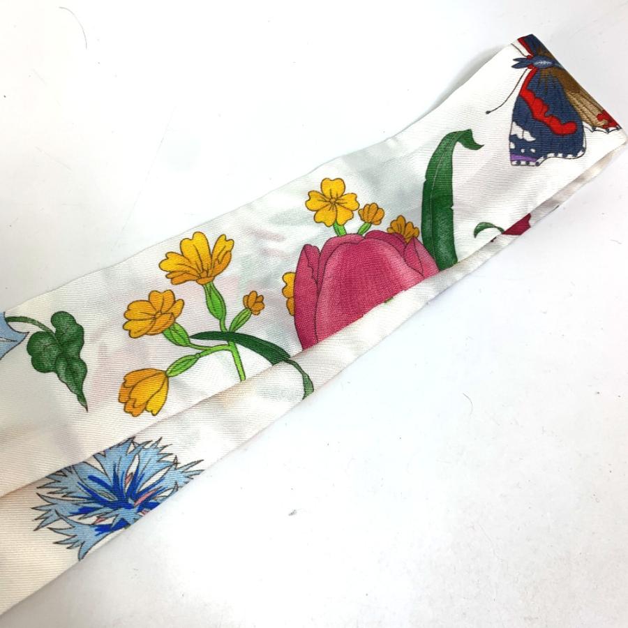 美品　GUCCI グッチ　バンドースカーフ　花柄フローラ　シルク　ネックボウ GUCCI グッチ 406206 フローラ 花柄 フラワー ネックボウ