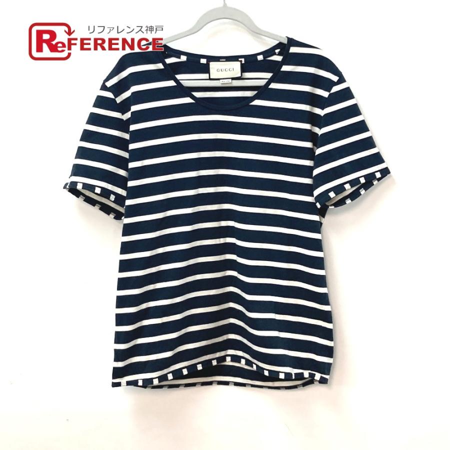 GUCCI グッチ 574931 トップス アパレル ボーダー 半袖Ｔシャツ ネイビー メンズ【中古】 | GUCCI