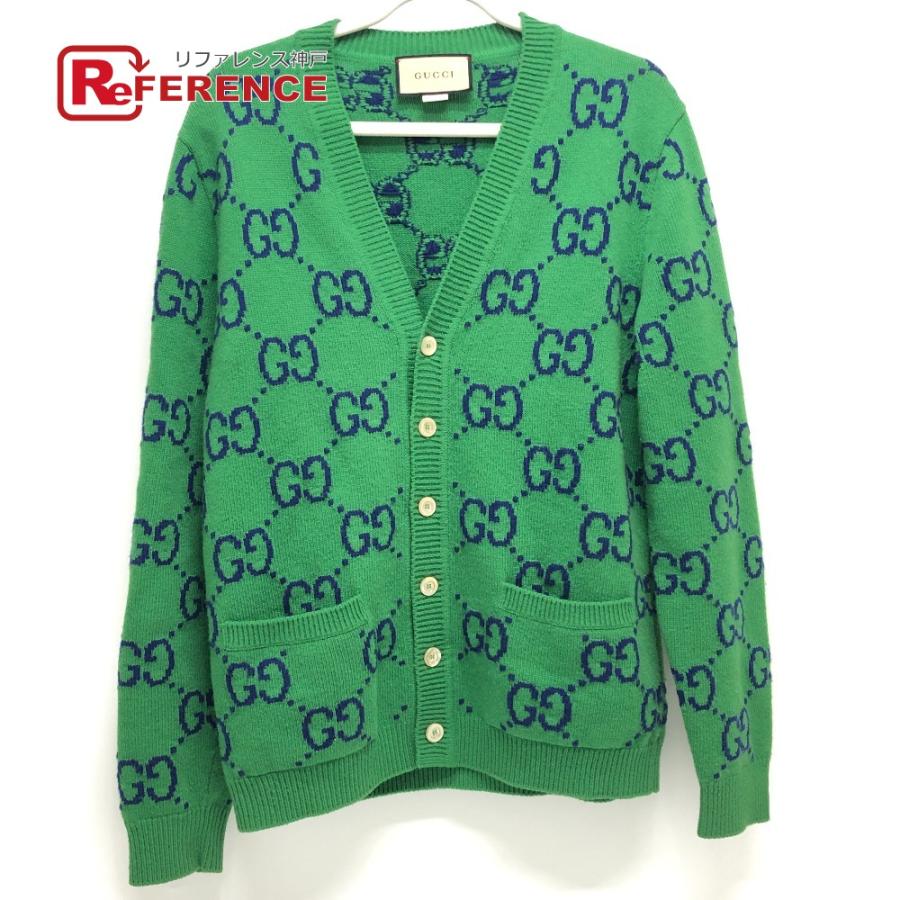 GUCCI グッチ 674043 GGインターシャ カーデガン 長袖カーディガン 長袖ニット ニット アパレル カーディガン グリーン メンズ【中古】 | GUCCI