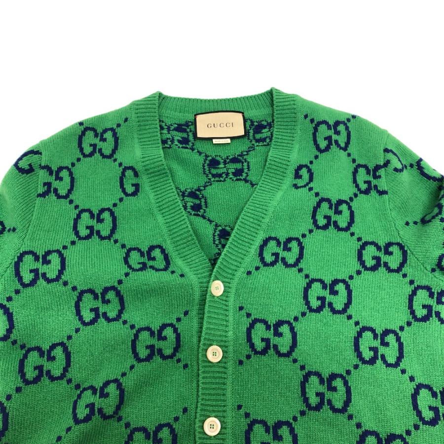 GUCCI グッチ 674043 GGインターシャ カーデガン 長袖カーディガン 長袖ニット ニット アパレル カーディガン グリーン メンズ【中古】 | GUCCI | 02