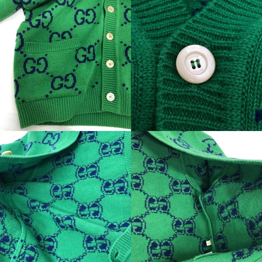 GUCCI グッチ 674043 GGインターシャ カーデガン 長袖カーディガン 長袖ニット ニット アパレル カーディガン グリーン メンズ【中古】 | GUCCI | 07