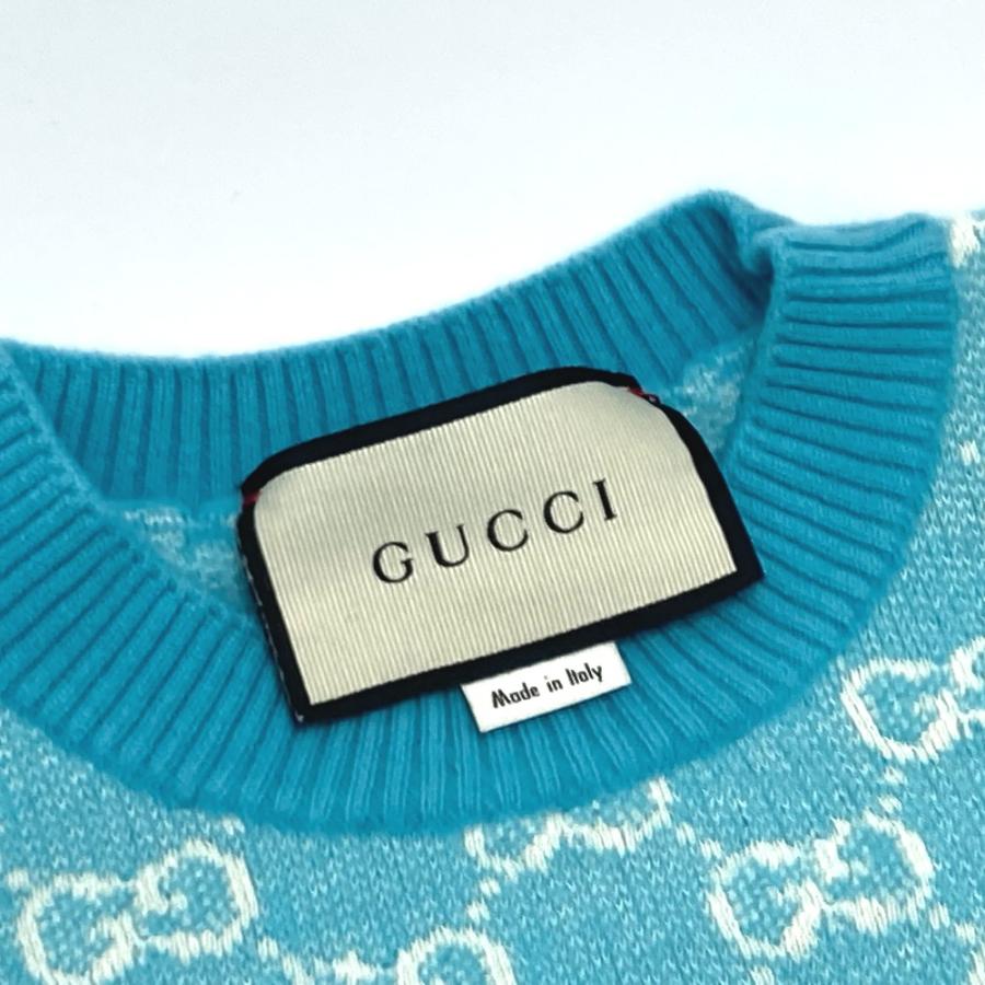 GUCCI グッチ 629456 GGジャガード 半袖 ニット トップス  コットン半袖 20AW ニット 水色 ブルー レディース【中古】 | GUCCI | 05