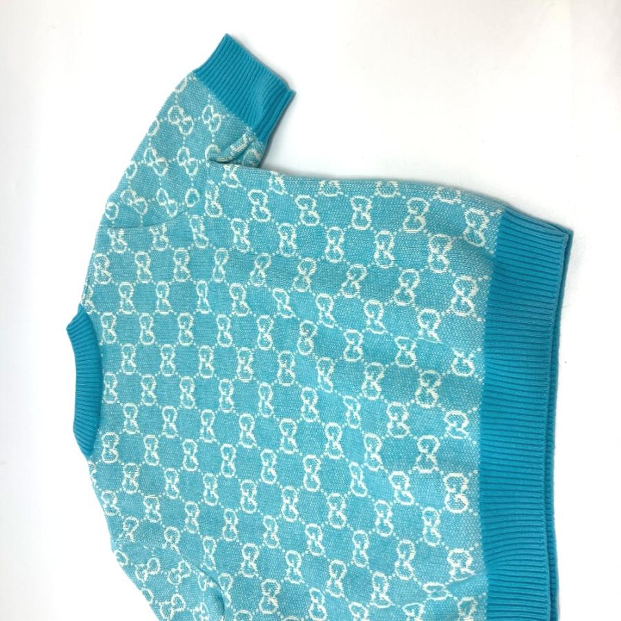 GUCCI - グッチ GUCCI GGジャガード 629456 20AW 半袖 ニット トップス  コットン半袖 ニット コットン 水色 ブルー GUCCI グッチ 629456 GGジャガード 半袖 ニット トップス