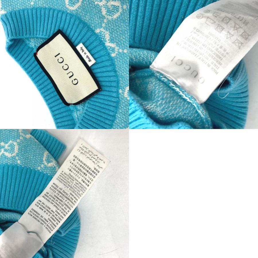 GUCCI - グッチ GUCCI GGジャガード 629456 20AW 半袖 ニット トップス  コットン半袖 ニット コットン 水色 ブルー GUCCI グッチ 629456 GGジャガード 半袖 ニット トップス
