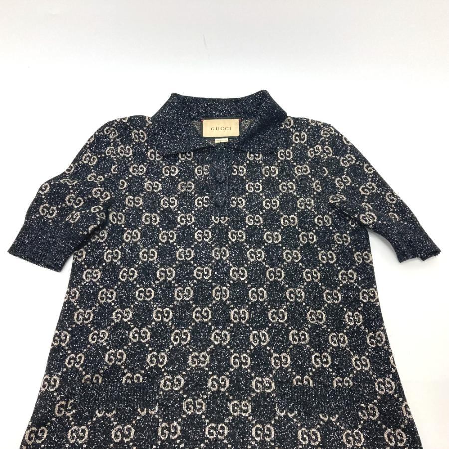GUCCI GGラメジャガードドレス　ニットワンピース GUCCI グッチ 678437 ラメ GGジャガード ポロドレス ワンピース 洋服