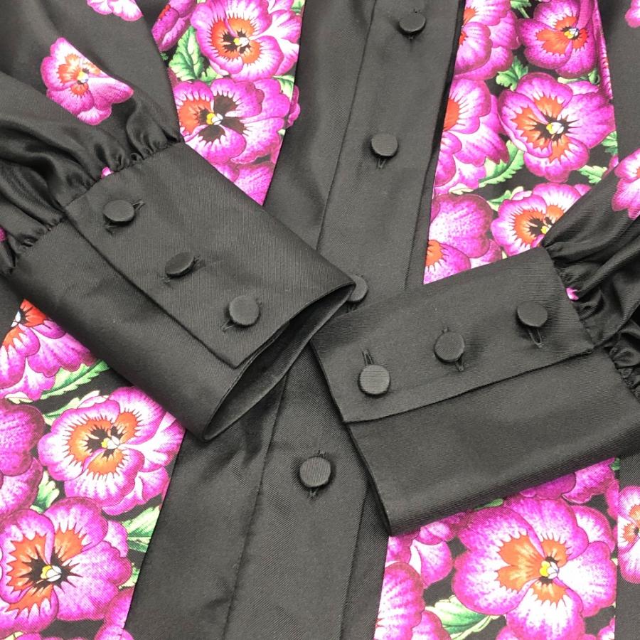 GUCCI グッチ 722304 リボン フラワーシャツ アパレル トップス スカーフ付き 肩パッド付き 長袖シャツ ブラック レディース【中古】 | GUCCI | 06