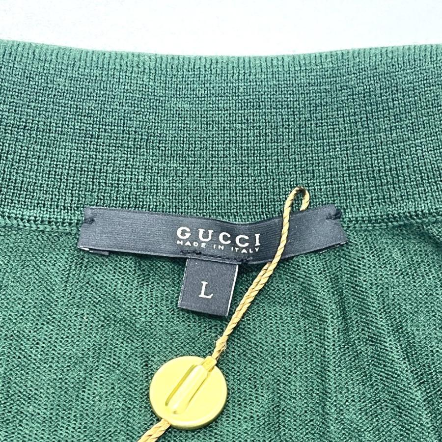 新品同様 GUCCI グッチ 205241 ダイヤモンド柄 アーガイル アパレル トップス 半袖 ニット ポロシャツ グリーン レディース【中古】 | GUCCI | 05