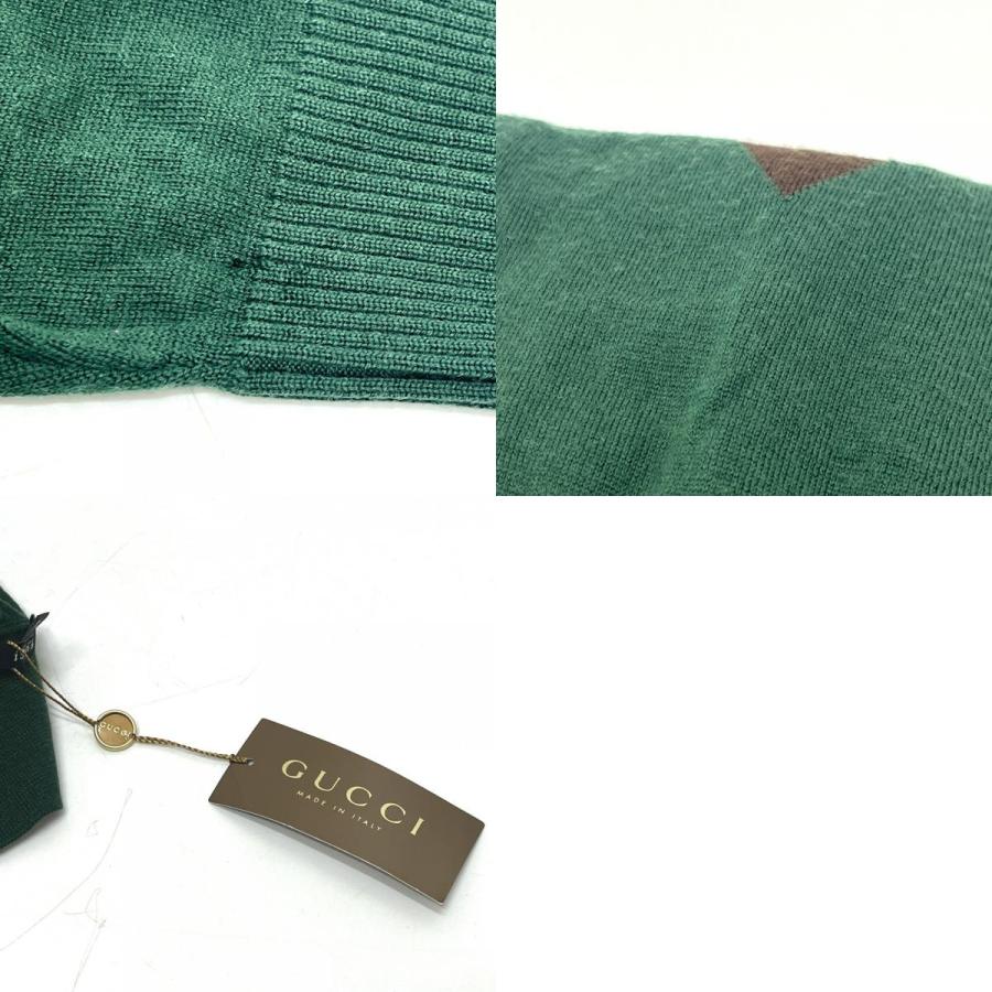 新品同様 GUCCI グッチ 205241 ダイヤモンド柄 アーガイル アパレル トップス 半袖 ニット ポロシャツ グリーン レディース【中古】 | GUCCI | 09