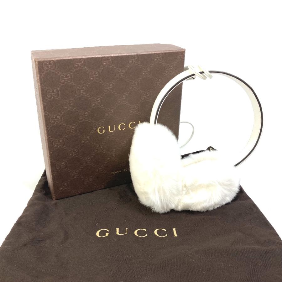 GUCCI グッチ 245929 グッチシマ ファー モコモコ 紐つき 耳あて イヤーマフラー イヤーウォーマー イヤーマフ  ホワイト【中古】未使用 | GUCCI | 09
