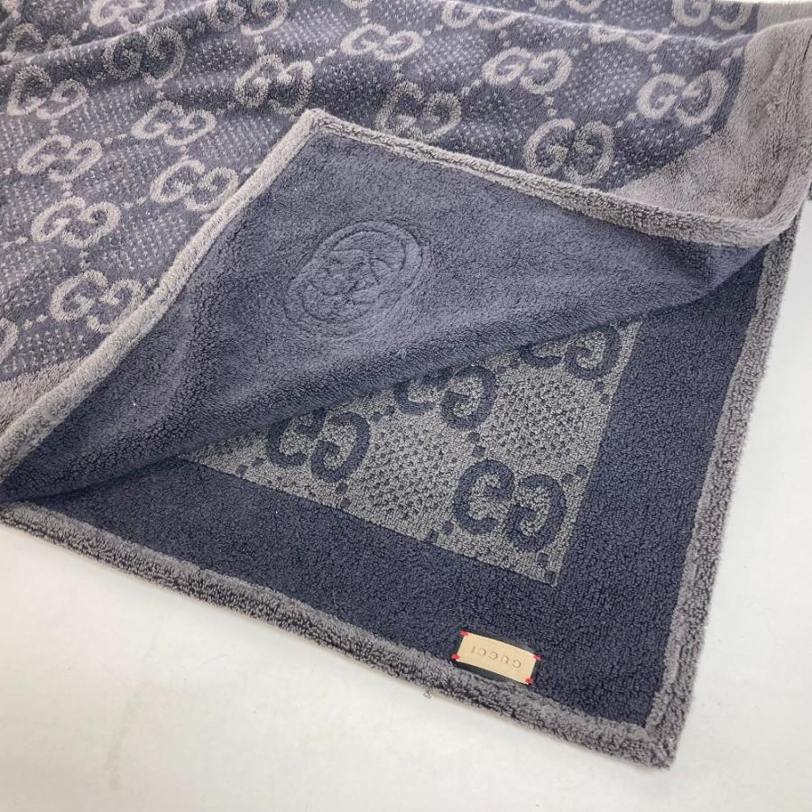 GUCCI ブランケットビーチタオル膝掛けGG 茶ブルージム