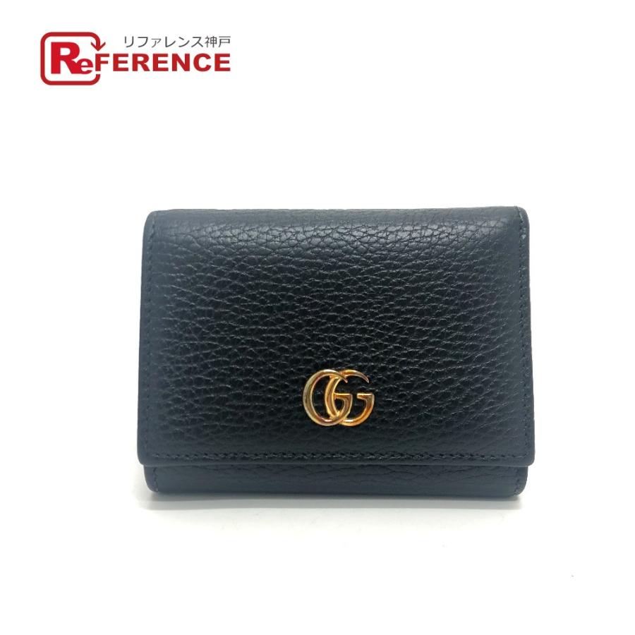 GUCCI グッチ 474746 GGマーモント コンパクトウォレット 小銭入れ 財布 ウォレット コンパクト財布 3つ折り財布 ブラック 【中古】 | GUCCI