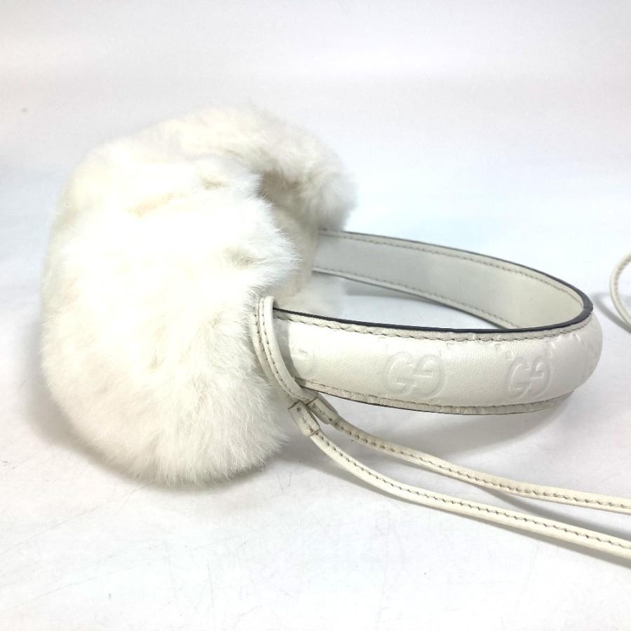 GUCCI グッチ 245929 グッチシマ ファー モコモコ 紐つき 耳あて イヤーマフラー イヤーウォーマー イヤーマフ シマレザー【中古】美品 | GUCCI | 07