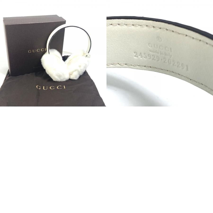GUCCI グッチ 245929 グッチシマ ファー モコモコ 紐つき 耳あて イヤーマフラー イヤーウォーマー イヤーマフ シマレザー【中古】美品 | GUCCI | 09
