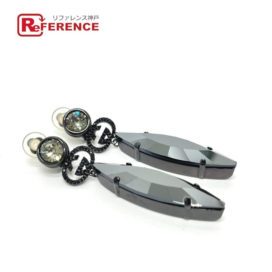 GUCCI グッチ GG クリスタル ビジュー アクセサリー イヤリング ブラック レディース【中古】 | GUCCI