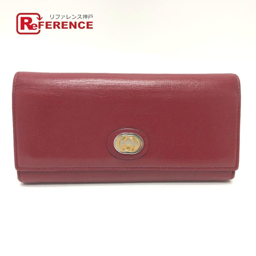 GUCCI グッチ 598531 マリーナ インターロッキングG  長財布 2つ折り財布 レッド レディース【中古】 | GUCCI