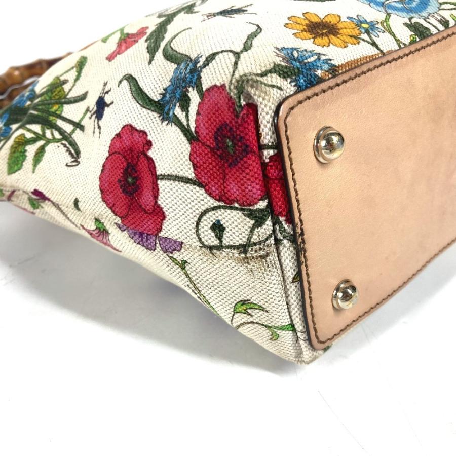 GUCCI グッチ 140203 フローラ バンブー 花柄 フラワー カバン トートバッグ ハンドバッグ マルチカラー レディース【中古】 | GUCCI | 06