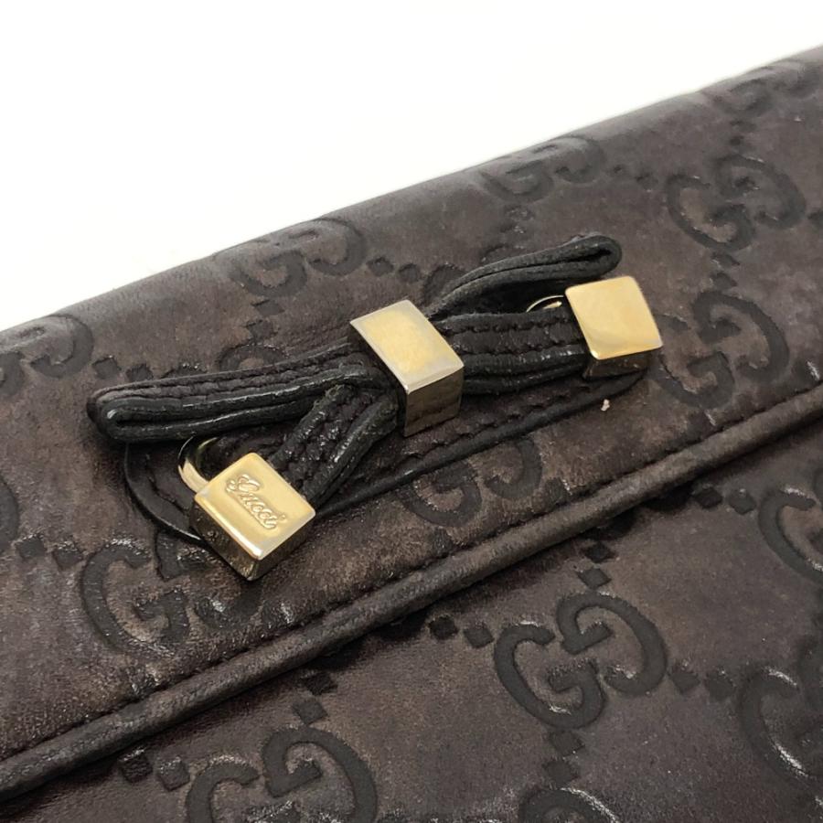 GUCCI グッチ 167464 プリンシー グッチシマ GG柄 リボン 2つ折り 財布 ロングウォレット 総柄 長財布 ブラウン レディース【中古】 | GUCCI | 06