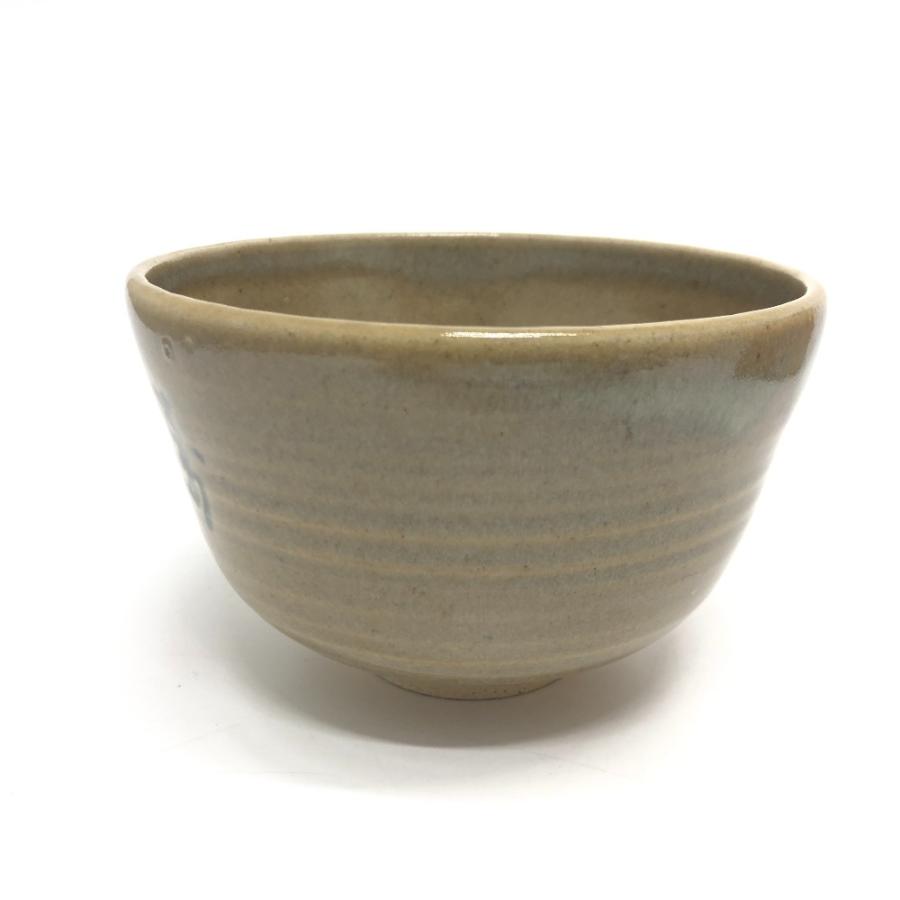 茶道具】膳所焼陽炎園造金彩竹茶碗A498