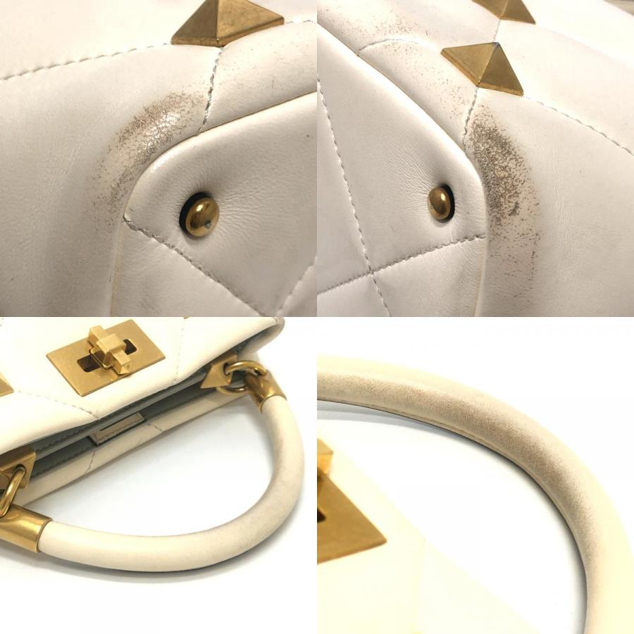 VALENTINO ヴァレンティノ VW0B0197BSF ロックスタッズ ローマンスタッズ カバン ハンドバッグ ホワイト レディース【中古】 | VALENTINO | 07