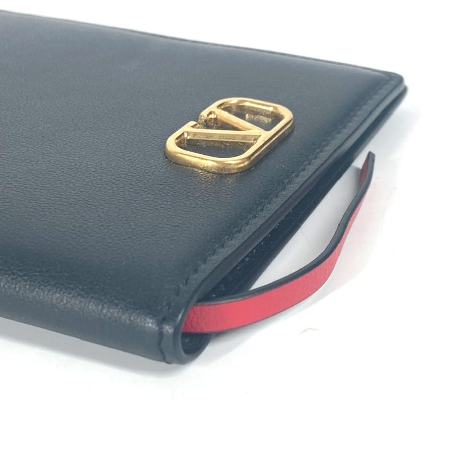 Valentino 黒 レザー パスポートケース Valentino Garavani V Logo Passport Cover Stationery Passport Case