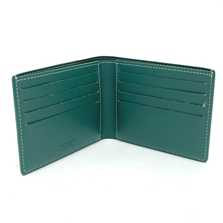 GOYARD ゴヤール ヘリンボーン 札入れ 2つ折り財布 レザー グリーン  