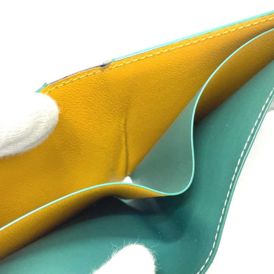 ゴヤール GOYARD 二つ折り財布 レザー ヘリンボーン 小銭入れ グリーン