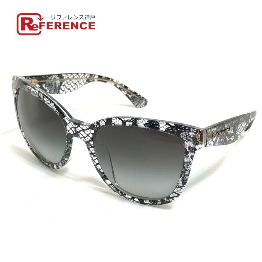 DOLCE&GABBANA ドルチェアンドガッバーナ DG4190-A スケルトン レース柄 サングラス ブラック×クリア レディース【中古】 | 
