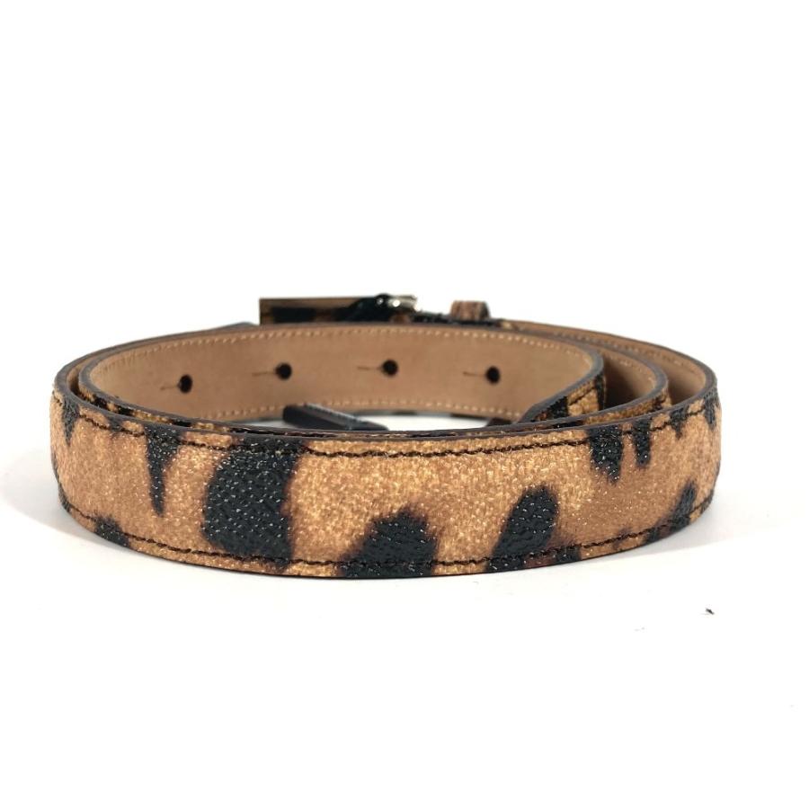 イタリア製 DG D＆G ドルガバ ヒョウ柄 レザーベルト 本革 ハラコ 黒 美品 DOLCE&GABBANA ドルガバ ロゴ レオパード 豹柄 ヒョウ ベルト
