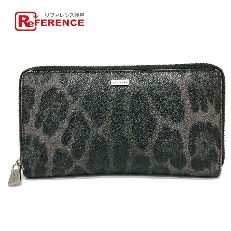 DOLCE&GABBANA ドルチェアンドガッバーナ レオパード ラウンド 長財布 財布 ウォレット 長財布 ブラック メンズ【中古】 | 
