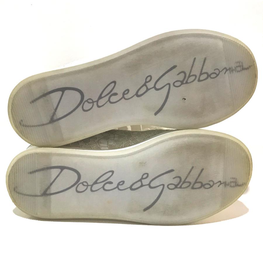 美品 DOLCE&GABBANA ドルガバ レースモチーフ スニーカー 牛革  / ポリエステル レディース ホワイト |  | 05