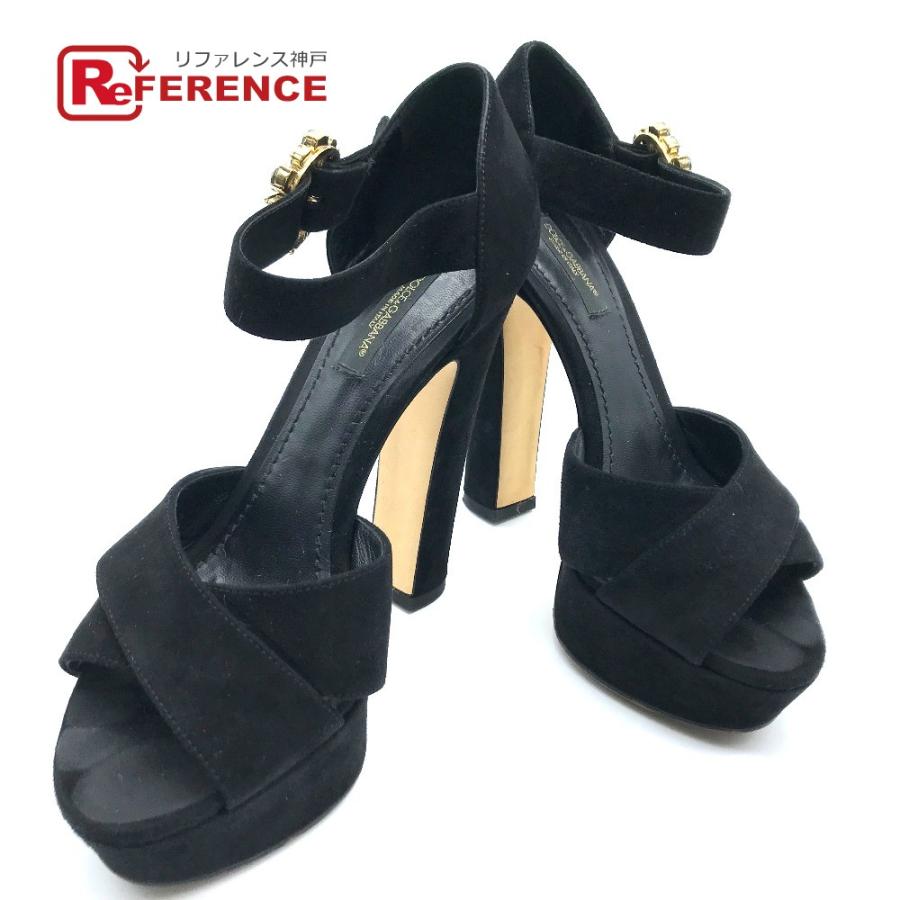 DOLCE&GABBANA ドルチェアンドガッバーナ オープントゥサンダル ハイヒール フロントクロス ビジュー サンダル | 