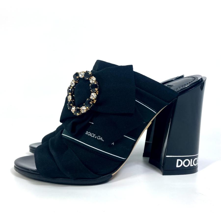 DOLCE&GABBANA ドルチェアンドガッバーナ サンダル リボン ロゴ/ハイヒール ミュール ブラック レディース【中古】新品同様 |  | 02