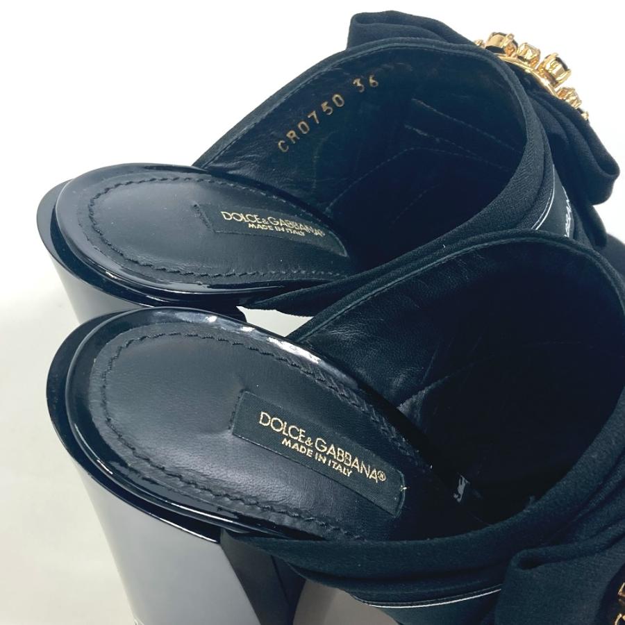 DOLCE&GABBANA ドルチェアンドガッバーナ サンダル リボン ロゴ/ハイヒール ミュール ブラック レディース【中古】新品同様 |  | 03