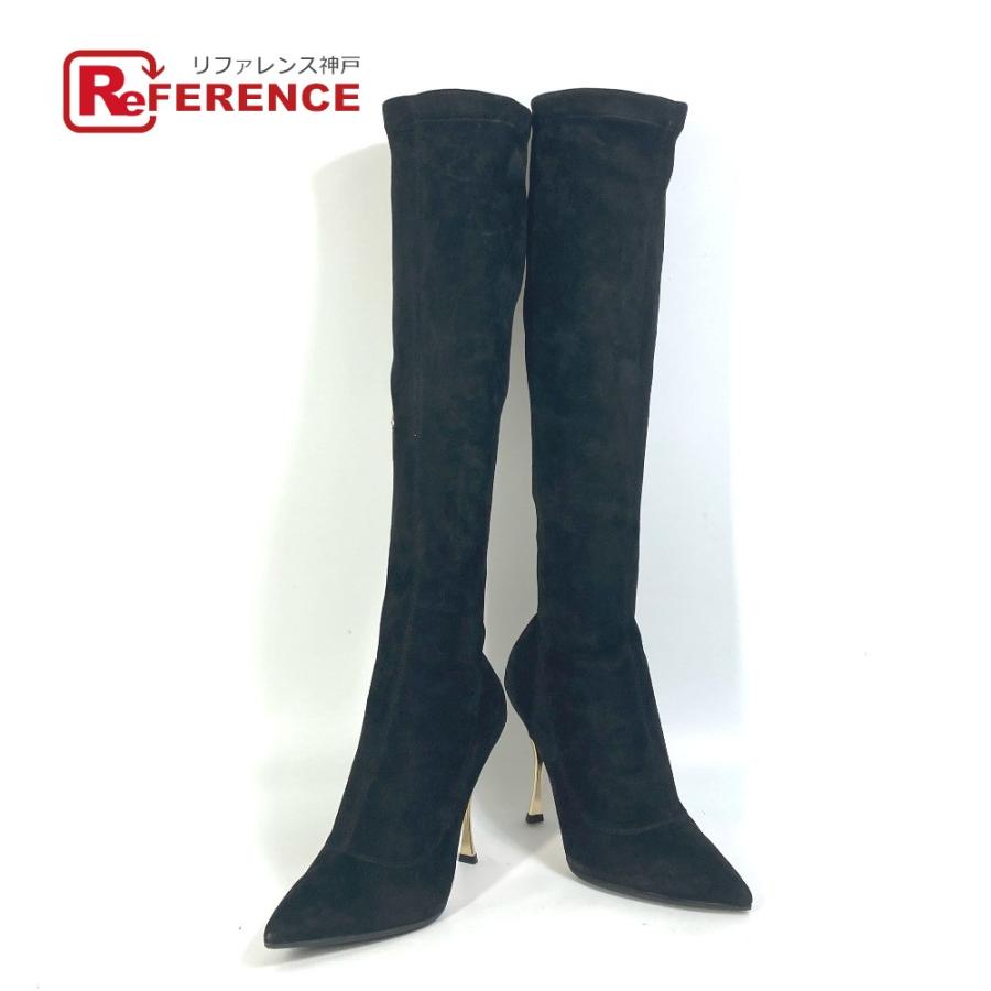 DOLCE&GABBANA ドルチェアンドガッバーナ ロング 靴 ブーツ スエード ブラック レディース【中古】新品同様 | 