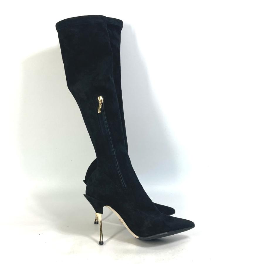 DOLCE&GABBANA ドルチェアンドガッバーナ ロング 靴 ブーツ スエード ブラック レディース【中古】新品同様 |  | 02