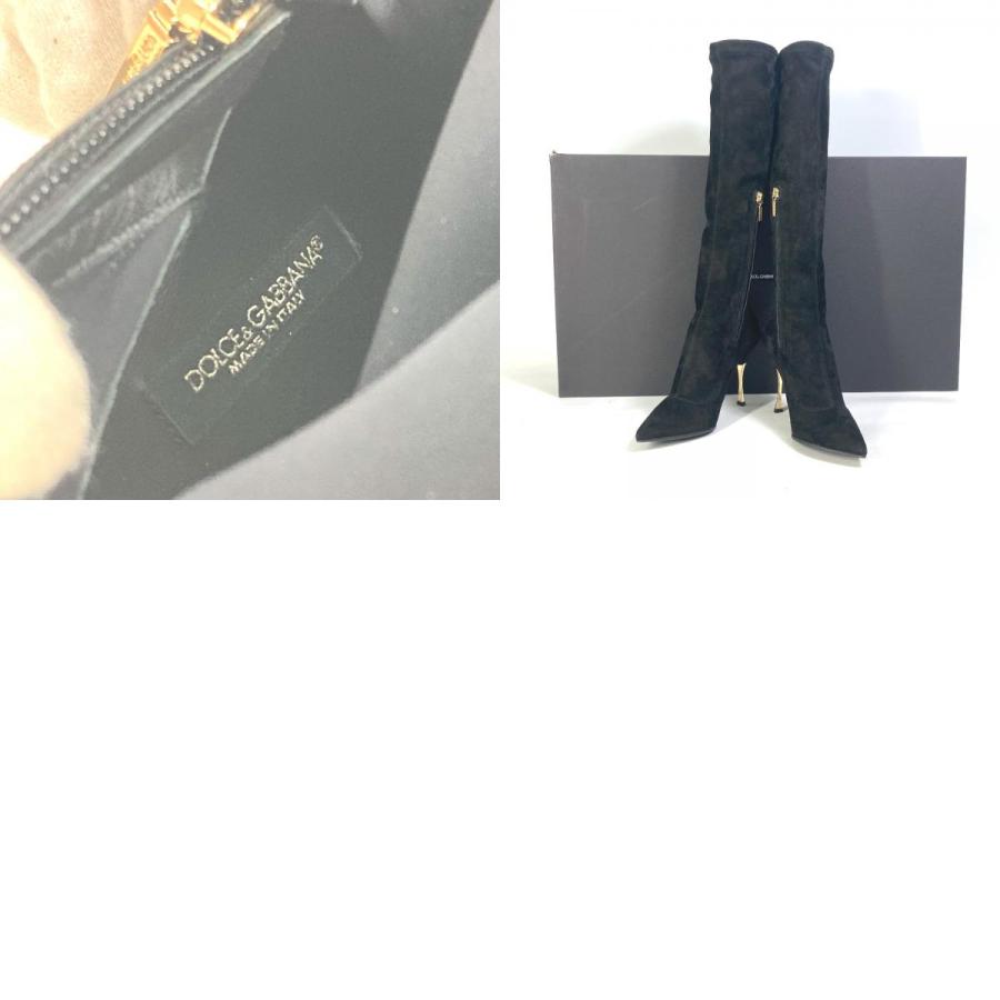 DOLCE&GABBANA ドルチェアンドガッバーナ ロング 靴 ブーツ スエード ブラック レディース【中古】新品同様 |  | 09