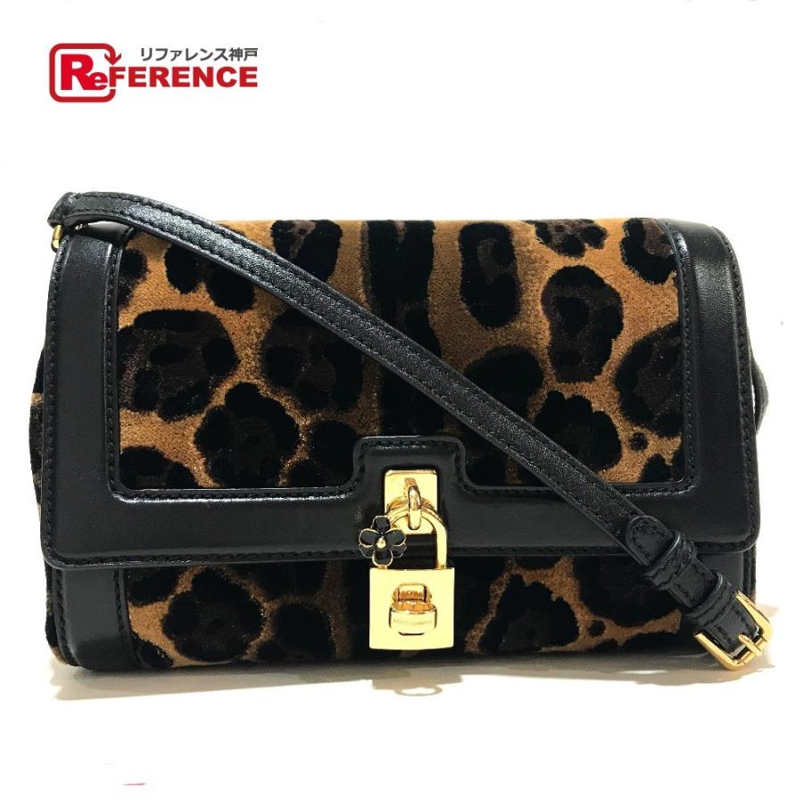 新品同様 DOLCE&GABBANA ドルチェアンドガッバーナ レオパード フラワーロック金具 ショルダーバッグ ベルベットｘ | 