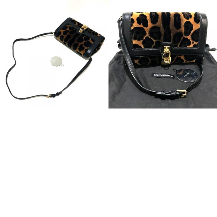 新品同様 DOLCE&GABBANA ドルチェアンドガッバーナ レオパード フラワーロック金具 ショルダーバッグ ベルベットｘ |  | 09