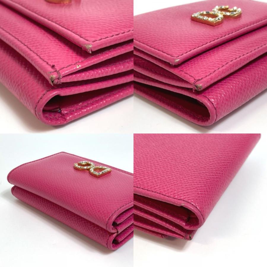 moon DOLCE&GABBANA レザー二つ折り財布レディース ピンク DOLCE＆GABBANA ドルガバ コンパクト財布 (Dolce & Gabbana/折りたたみ