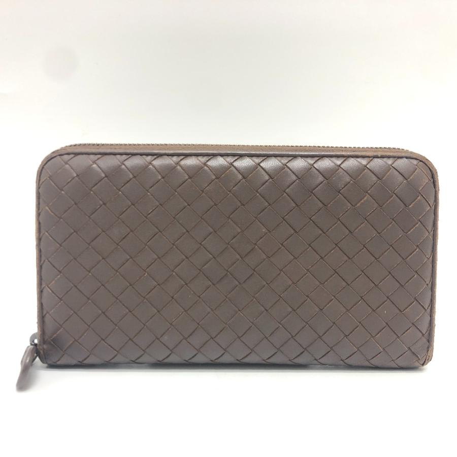 BOTTEGA VENETA ボッテガヴェネタ 114076 イントレチャート ラウンドファスナー 長財布 ウォレット 長財布 ブラウン レディース【中古】 |  | 01