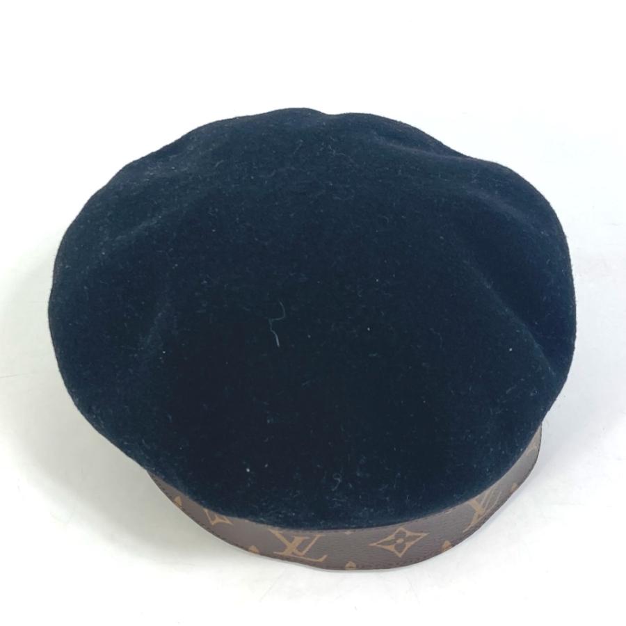 開店祝いLOUIS VUITTON ルイヴィトン モノグラム ユニセックス美品 ウール 帽子 ベレー帽 ブラック 帽子 