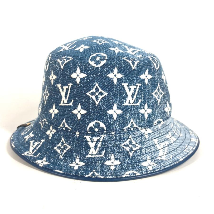 美品 LOUIS VUITTON ルイヴィトン M77435 バケットハット・デニム ハット帽 帽子 バケットハット モノグラム デニム ハット ブルー【中古】 | LOUIS VUITTON | 01