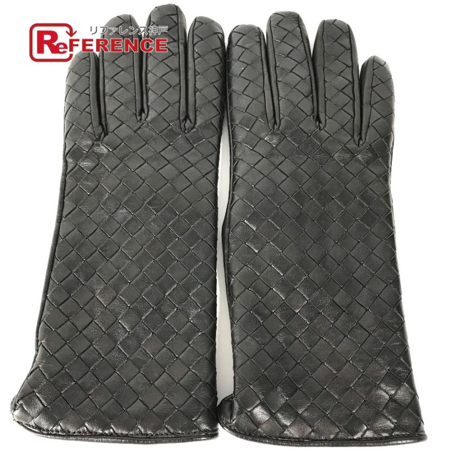 美品 BOTTEGA VENETA ボッテガヴェネタ 690339 イントレチャート 手袋 グローブ ブラック レディース【中古】 | 